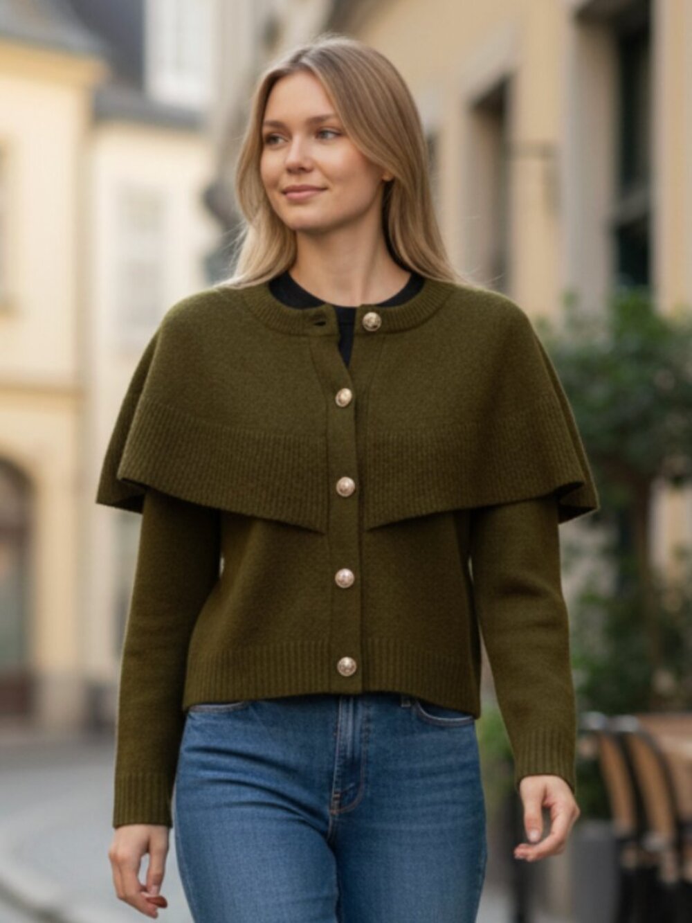 NWT Nordstrom X Vigoss Ruffle Cardigan Medium, OLIVE GREEN